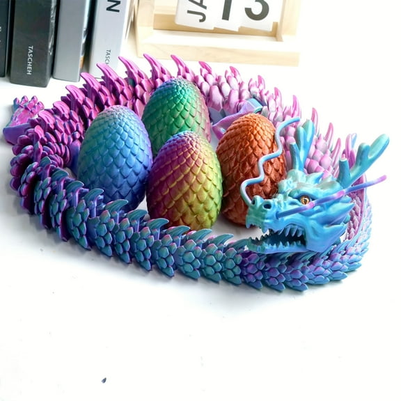 3D Printed Dragon and dragon egg ,Articulated Loong Models,Flexible Joint Animal lacertid Figurines, 3D Printing Stuff Cheap,Stress Relief, Fidget restlessness, ADHD Toys, Surprise Fantasy Gifts