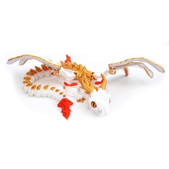 3D Printed Dragon with Movable Wings & Joints - 12.8 Inch Poseable Fidget and Desk Decor for Office Desk, Unique Dragon Gift