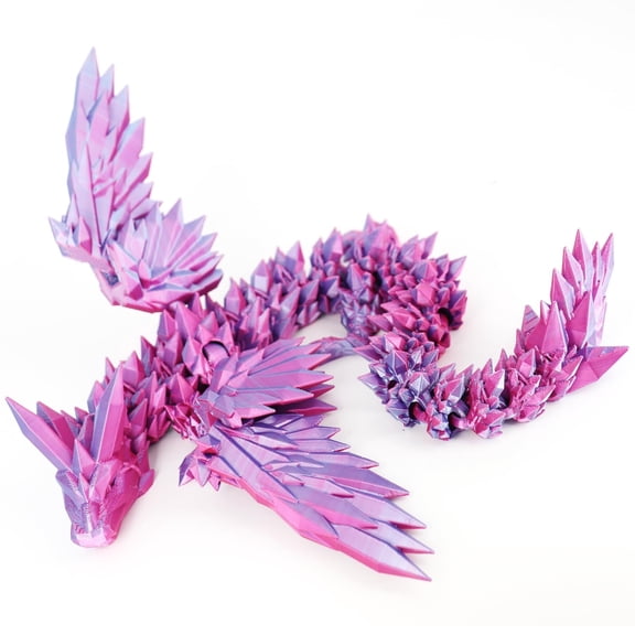 18 inch 3D Printed Articulated Winged Dragon with Crystal Design Fantasy Creature Collectible Figurine Home Office Decor Gift