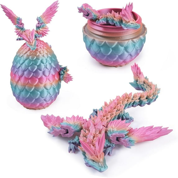 MANGOBOB 3D Printed Dragon Eggs with Movable Articulated Crystal Wings