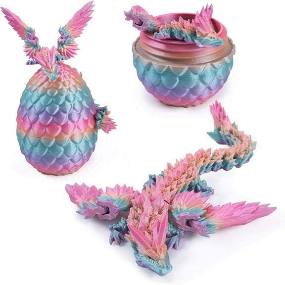 MANGOBOB 3D Printed Dragon Eggs with Movable Articulated Crystal Wings