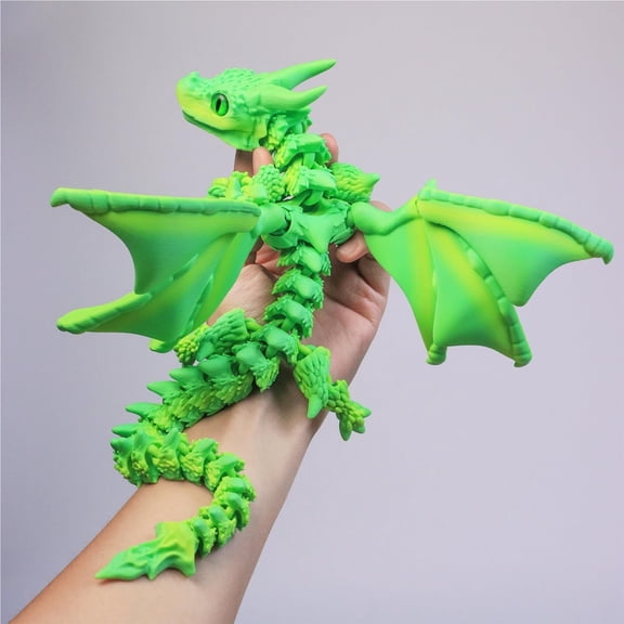 3D Printed Dragon with Wings, Colorful Animal Desktop Decoration for Home Office
