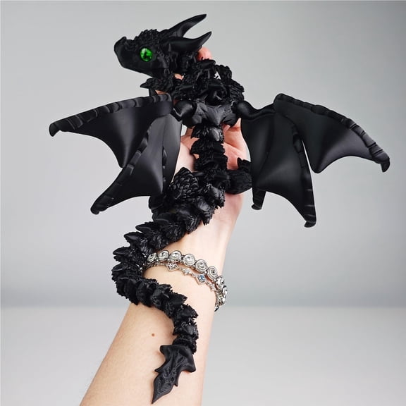 3D Printed Dragon with Wings, Animals , Flexible Articulated Winged Crystal Model, Desktop Pet Decor