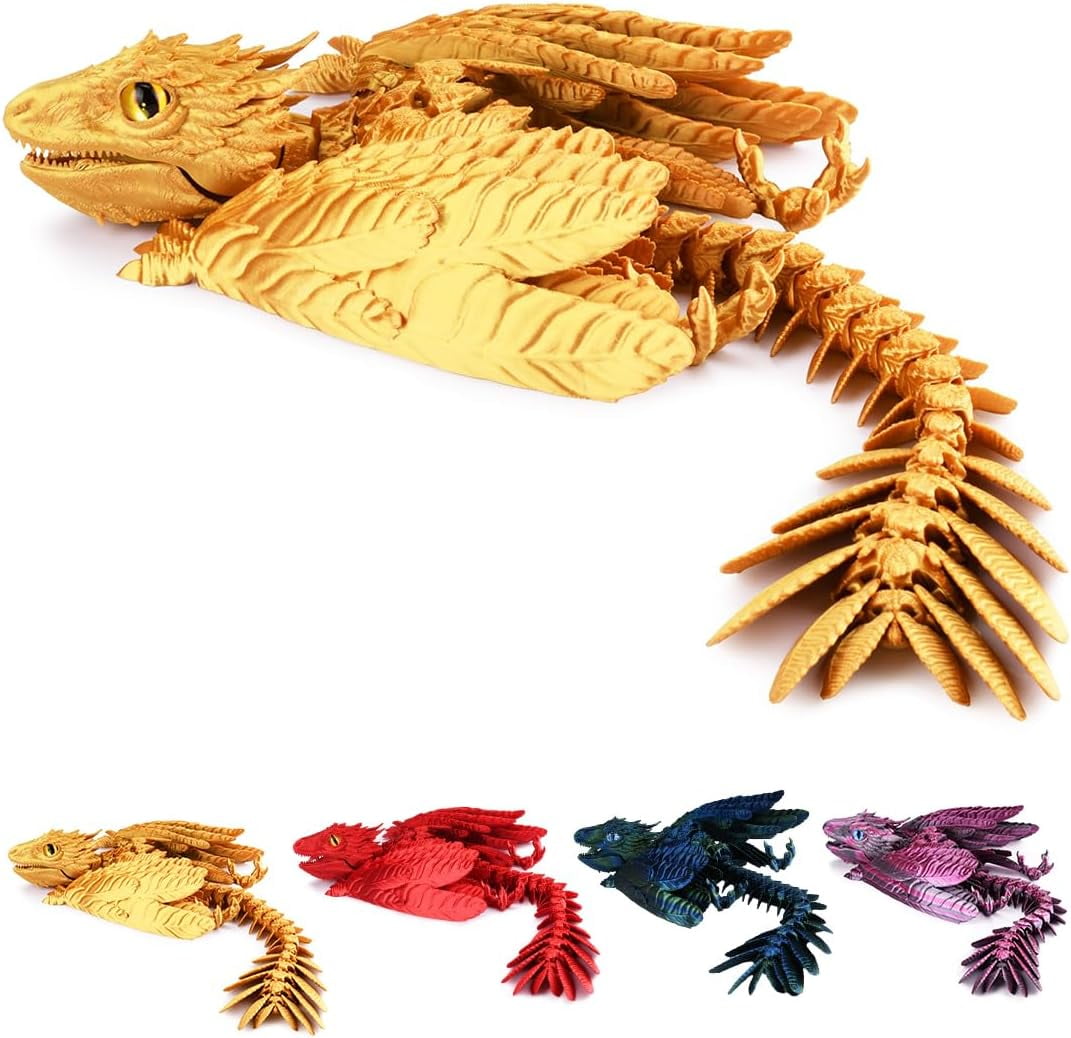 3D Printed Dragon with Wings Articulated Dragon 3D Printed Animals 3D Printed Toys Dragon Toy