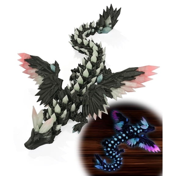 3D Printed Dragon with Wings Glow in The Dark, for Stress Relief, Animals Figurines for Boys Teen