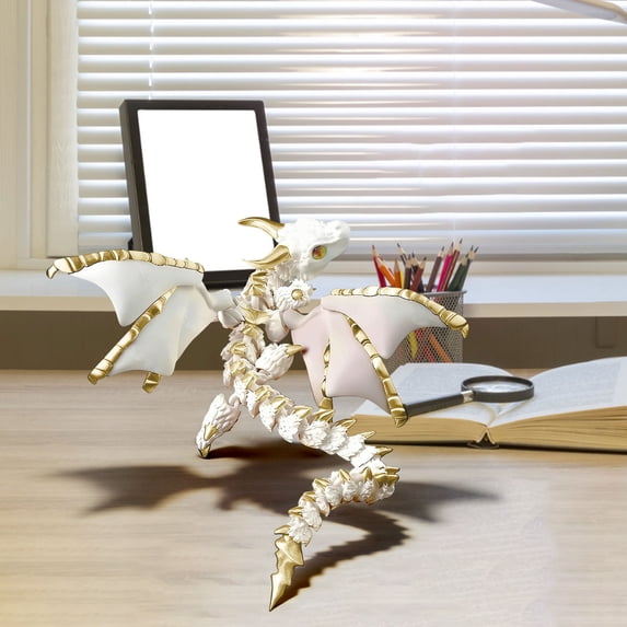 3D Printed Dragon with Wings - Multi-Jointed Movable Simulation Model Gift for Kids & Adult, Desktop Pet Decor