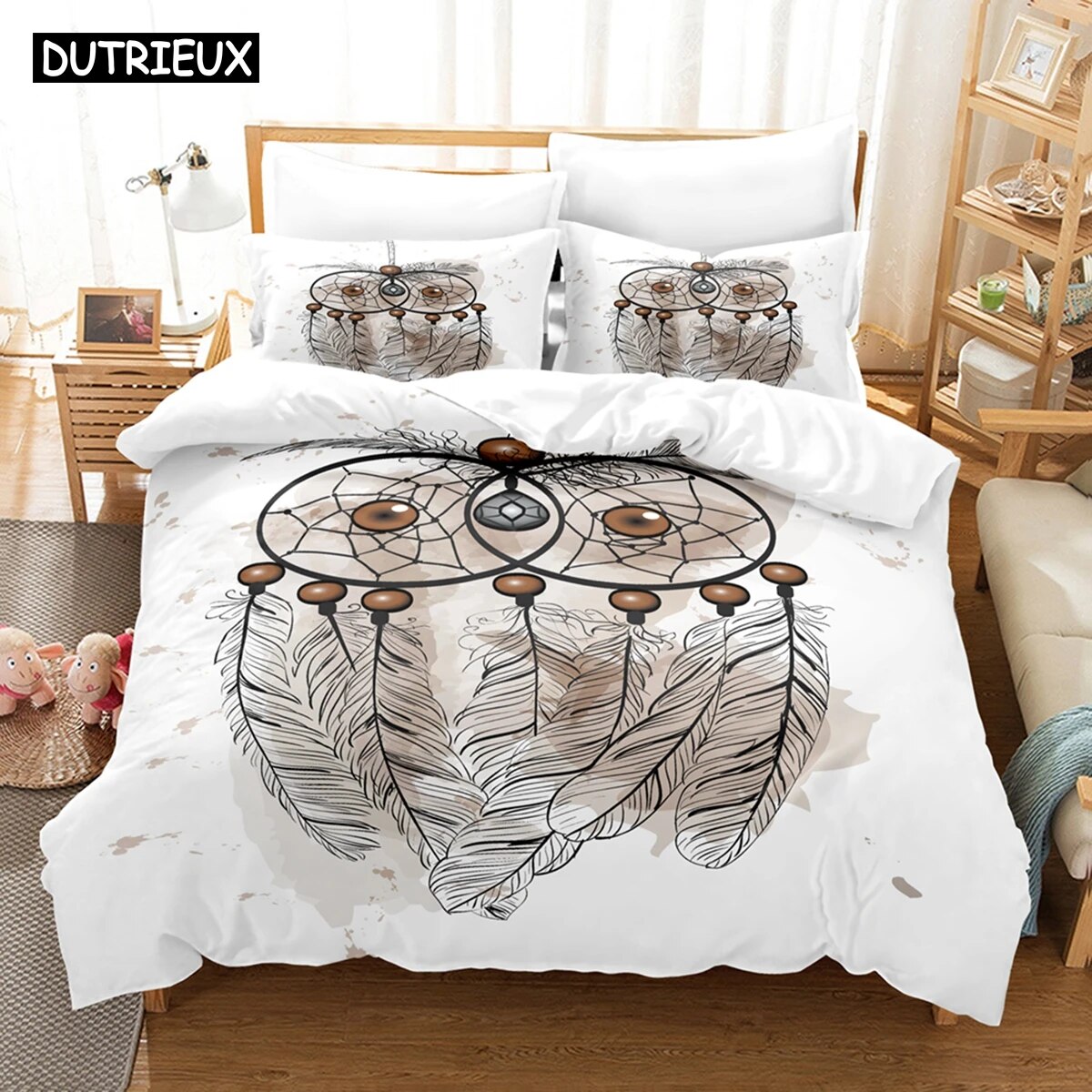 3D Printed Dream Catcher Bedding Set Down Quilt Cover With Pillowcase