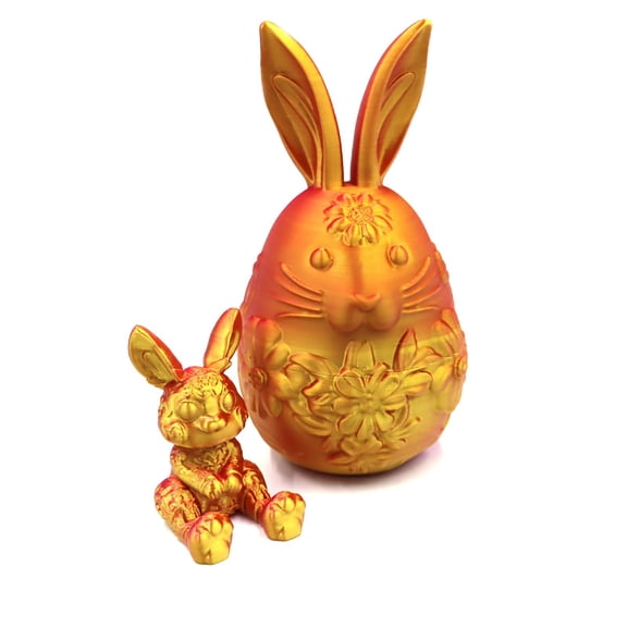 3D Printed Easter Bunny Egg Set,Rabbit-Shaped Surprise Egg with Mini Bunny Inside, Colorful Floral Design, Perfect for Easter Hunt, Basket Stuffers Gifts