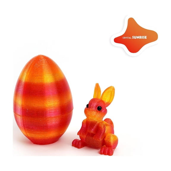 3D Printed Easter Bunny Eggs, Prefilled Easter Eggs with Bunny Figurine, Surprise Gift Home Office Decor Ideal Spring Easter Gifts for Boys Girls(Crystal Sunrise)