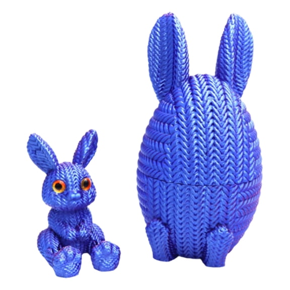 3D Printed Easter Bunny in Movable Easter Eggs Unique Articulated Rabbit Sculpture for Desk Easter Decor Creative 3D Printed Eggs for Adults Home Office Ornament Modern Easter Bunny Decor