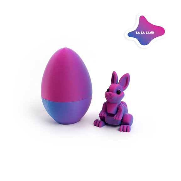 3D Printed Easter Egg Craft Ornaments With Rabbit Figurine Set, 1 Rabbit Egg And 1 Rabbit Figurine, Children's Gift And Party Decoration Craft Set, Ideal For Creative Play, Festive