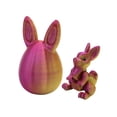 thumbnail image 1 of 3D Printed Easter Egg Rabbit - Spring Decorations Easter Decorations Hinged Rabbit Figurine for Desktop Bookshelf Home Holiday Craft Decor (Red A Hinged Rabbit + Rabbit Ear Egg), 1 of 5
