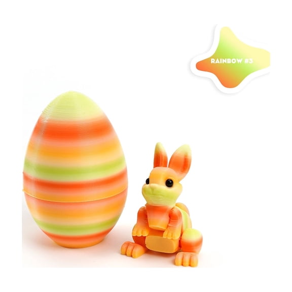 3D Printed Easter Eggs with Bunny Inside,2.4in Bunny Egg,Easter Basket Stuffers,Easter Gifts Home Executive Desk Decor,Easter Surprise Rabbit Eggs Easter Toys(C)