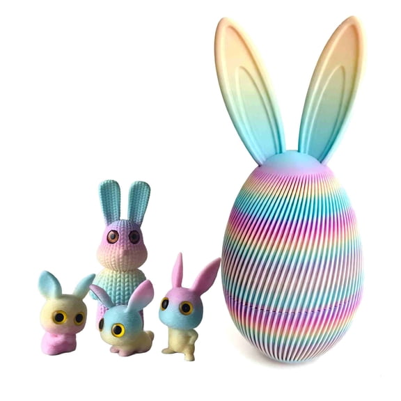 3D Printed Easter Eggs with Bunny Inside,8.46 inch,Rabbit Egg Figurine Desktop Ornament, Unique Easter Gift Set