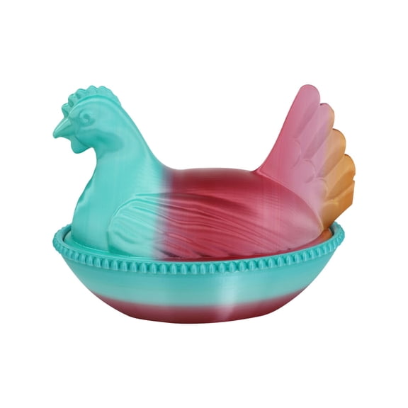 3D Printed Easter Hen Snack Bowl Tealight Storage Dish For Spring Creative Holiday Table Decor Hen On Nest Green 5 In