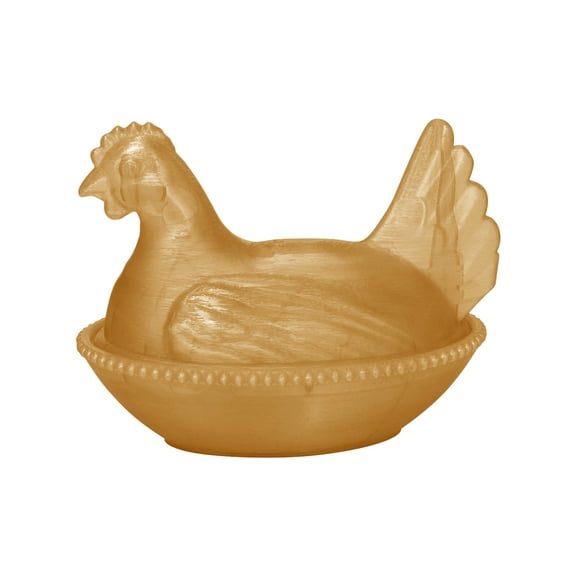 3D Printed Easter Rooster Shaped Snack Bowl Plastic Storage Dish For Parties And Holidays Fun Decor Hen On Nest Gold 5 In