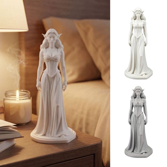 3D Printed Enchantress Figurine Carving Elf Ears Women Statue Sculpture Home Office Bookshelf Desktop Decoration Ornament