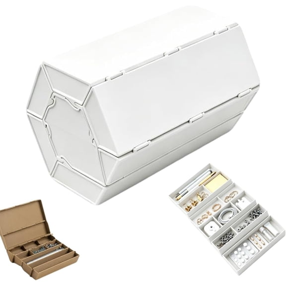 3D Printed Expandable Storage Box, Modular Desktop Organizer with Rolling Shutter Lid for Adult Home Office Workspace(xxw)