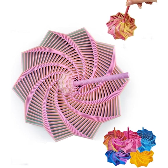 3D Printed Expanded Sensory Fidget Star - 3D Expanded Sensory Fidget Star with Handle, Colorful Whirling Spiral Design, for Relieving Stress, Irritability and Relaxation (Shadow, M-19rings)