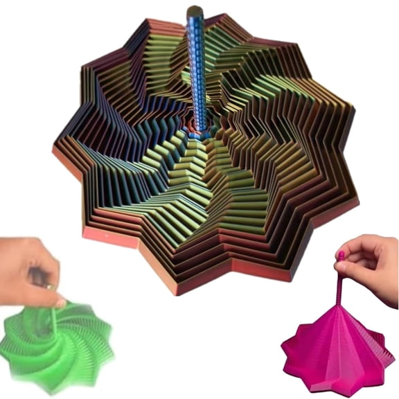 3D Printed Expanded Sensory Fidget Star, Fractal Fidget Hexagon with Handles, Colorful Whirling Spiral Design, 2025 New Star Shaped Fidget Star