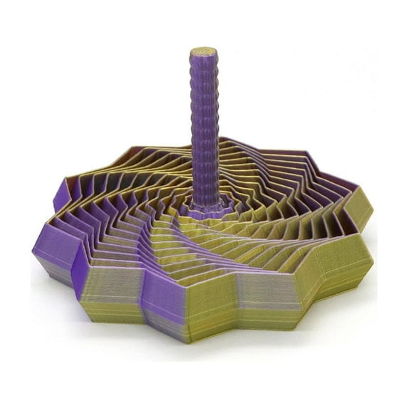3D Printed Expanded Sensory Fidget Star with Handle,Colorful Whirling Spiral Stress Relief Toy, Fidget Star for Kids Adults ADHD Autism,Ideal for Holiday,Christmas,Birthday Gifts-Yellow,Medium