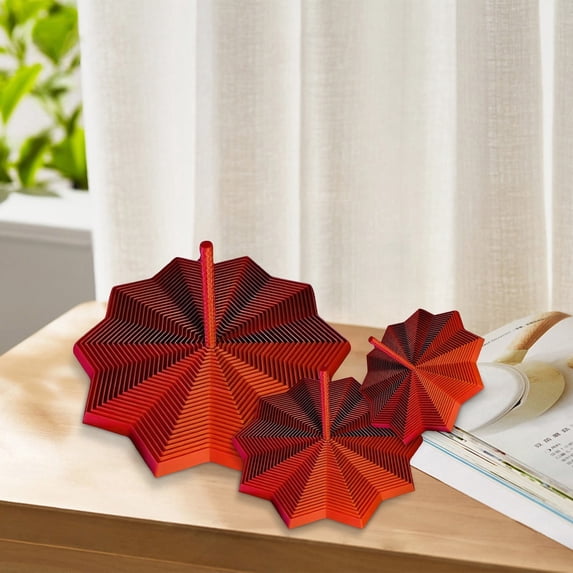 3D Printed Expanded Sensory Fidget Star, Printed Hexagonal Anxiety Honeycomb Toy, 3D Printed Fidget Star, Whirling Spiral Design, Fidget Hexagon Toy Red/M