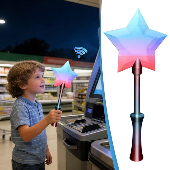 3D Printed Extendable Wand Tap-to-Pay Contactless Card Holder Star Wand for Kids 14–18 Inch Lightweight Gradient Colors Magical Checkout Experience Makeup Organizer