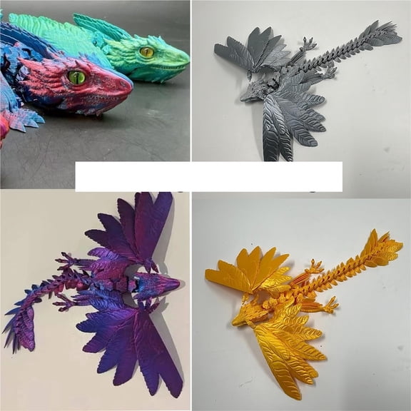 3D Printed Feathered Wyvern Dragon - Unique Home Office Decor Pet