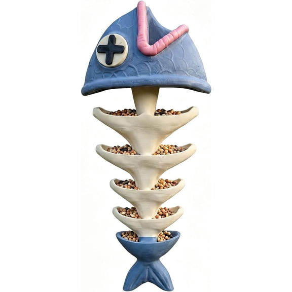 3D Printed Fish Bone Bird Feeder – Novelty Multi-Tier Hanging Tray, Fish Skeleton Design, Weatherproof Outdoor Decor for Yard & Garden(RL 1 PC)
