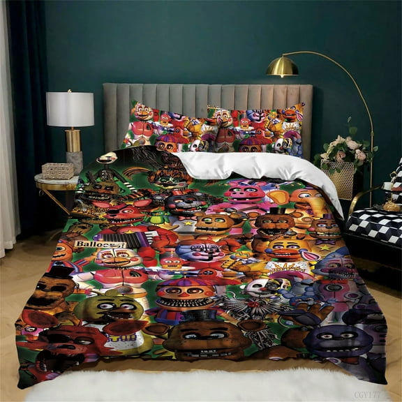 3D Printed Five Nights at Freddy's Bedding Set 3 Pieces Comfy Soft Duvet Cover Set Comforter Cover with Zipper Closure