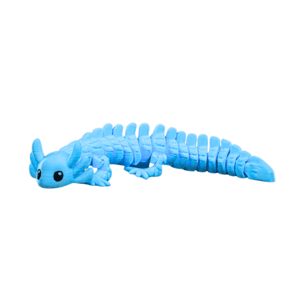 3D-Printed Flexi Axolotl – Adorable, Articulated & Fun! Color: Blue