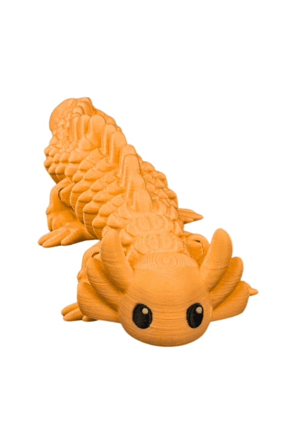 3D-Printed Flexi Axolotl  Adorable, Articulated & Fun! Color: Orange