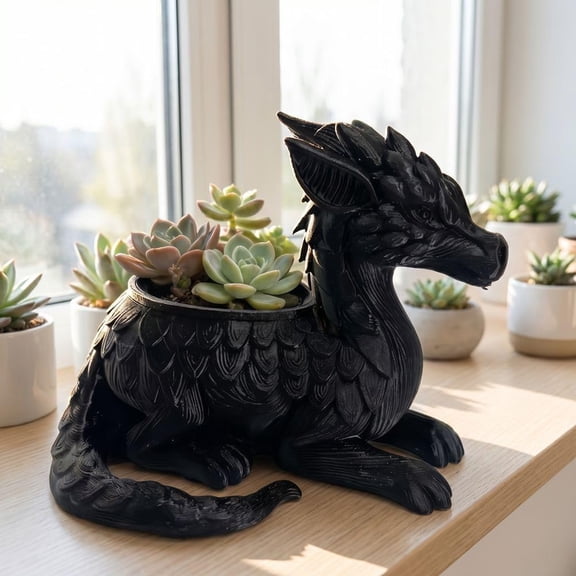 3D Printed Flowerpot Gift Dragon Ornament Funny Jewelry Holder Succulent Planter Home Desktop Decoration