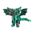 thumbnail image 1 of 3D Printed Flying Cat Figurine with Movable Joints for Desktop Decor and Stress Relief Angel Demon Theme in Black and Green Colors 6 Inches Tall, 1 of 4