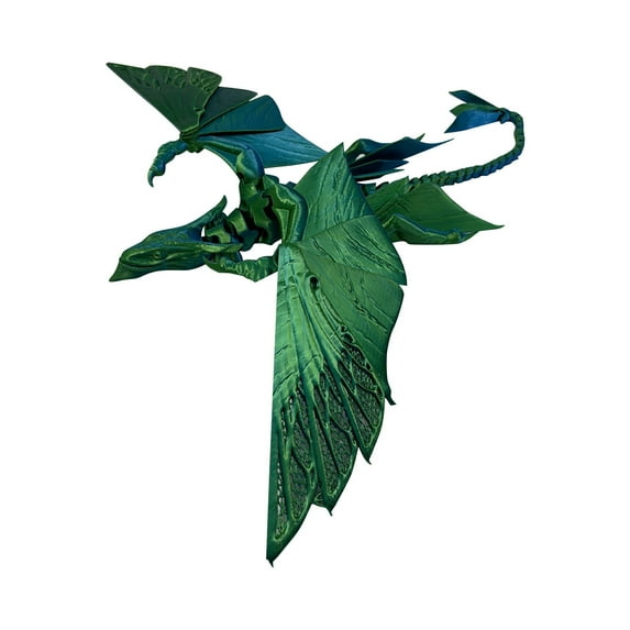 3D Printed Flying Dragon Model Articulated Flexible Dragon Figurine for Stress Relief Blue Green Mythical Creature Decor
