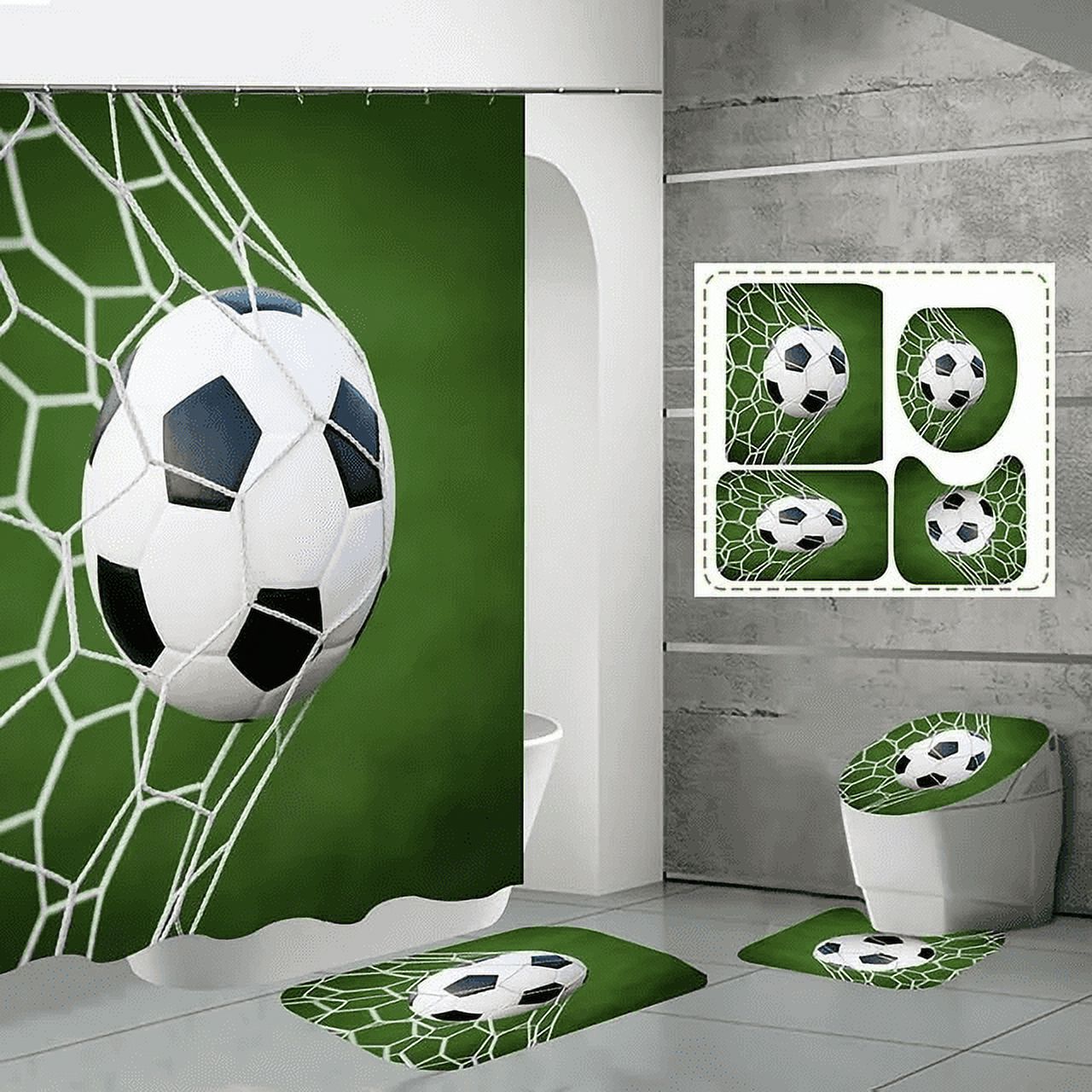 3D Printed Football Shower Curtains for Bathroom Sports Theme Shower