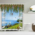 thumbnail image 1 of 3D Printed Forest outside Window Bathroom Shower Curtain Green Natural Landscape ration Waterproof Curtain with Hook Curtain, 1 of 1