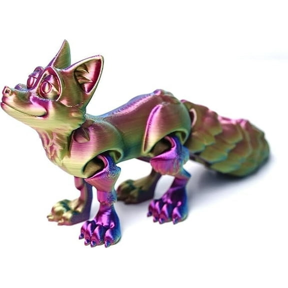 3D Printed Fox,Articulated Models,Flexible Joint Animal Model Figurines, Stress Relief,Surprise Fantasy Gifts