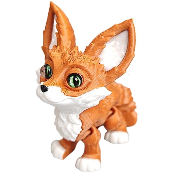 3D Printed Foxes Realistic Hairless Foxes Figurines Statues Table Ornament Cute Articulated Fidgety Toy for Pet Lovers