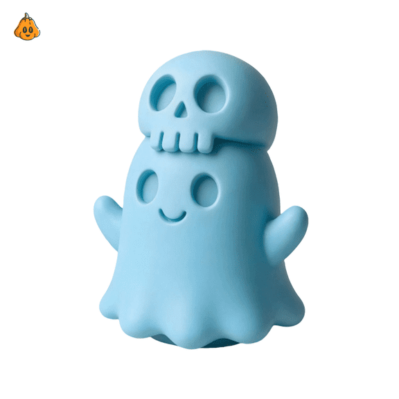 3D Printed Ghost Figurine, Halloween Decor Plastic Skull Ghost Desktop Ornament, Multi Color Cute Gothic DIY Blank Halloween Table Decor Gift,Summerween Decor-E