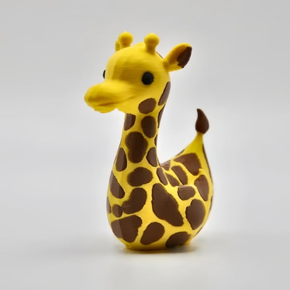 3D Printed Giraffe-Duck Figurine - Cute Duck & Giraffe Body, Plastic Chibi Statue for / Desk Decor, Quirky Collectible Gift Suitable for Home Decor Enthusiasts, Unique 3D Prints