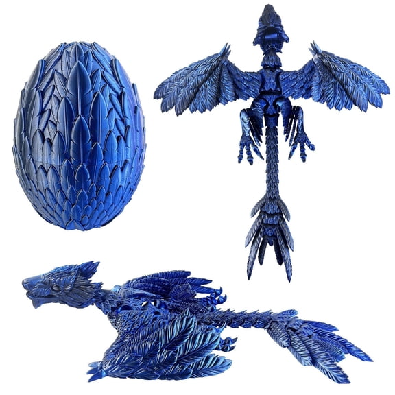 3D Printed Glow in Dark Dragon Egg with Movable Wings Eyes for Home Decor