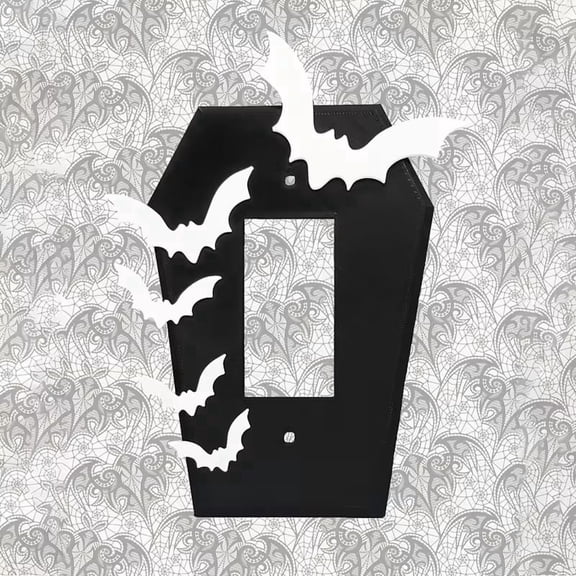 3D Printed Gothic Bat Coffin Light Switch Cover for Halloween Wall Decor