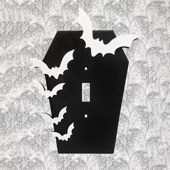 3D Printed Gothic Bat Coffin Light Switch Cover for Halloween Wall Decor