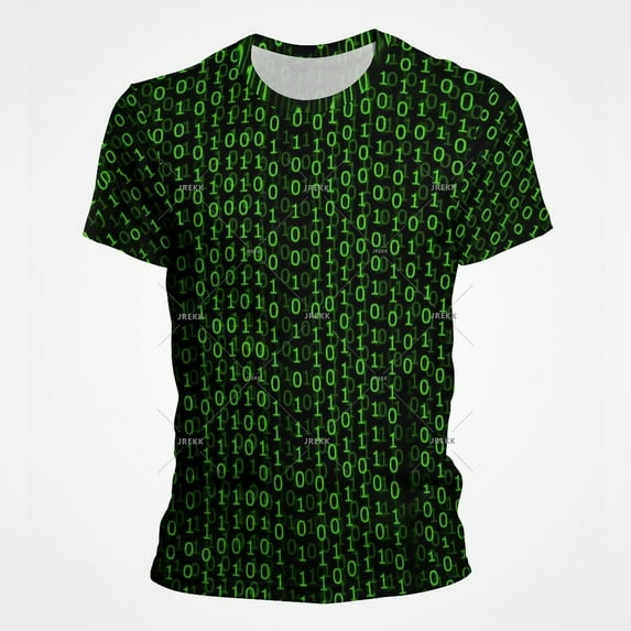 3D Printed Green Matrix Code T Shirt For Men Trend Personality Graphic T Shirts Programmer Streetwear Overd T Shirt Tops