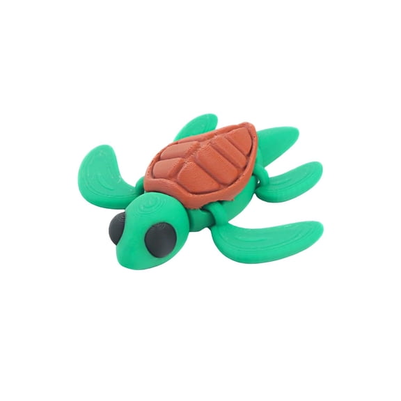 3D Printed Green Turtle Statue, Flexible Articulated Joints, Desktop and Home Decoration, a Stress Relieving Gift for Animal Enthusiasts