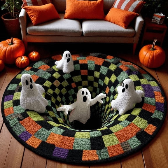 3D Printed Halloween Ghost Rug, Halloween Ghost Welcome Rug, Spooky Halloween Mat