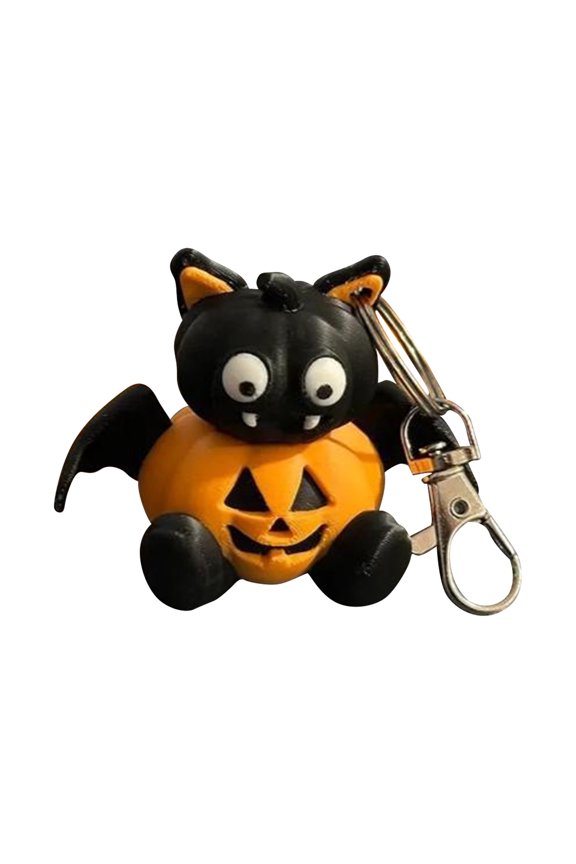 3D Printed Halloween Keychain Toy Pumpkin Bat Character Mini Pendant Figure with Clip 7 cm Decorative Bag Key Holder
