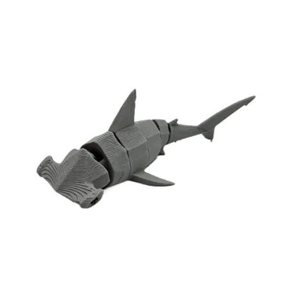 3D Printed Hammerhead Shark Figurine Movable Joints Desk Decor