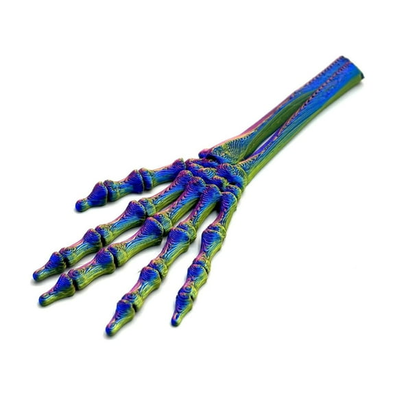 3D Printed Hand Skeleton Ornament, Striking Detailed Gothic Horror Decoration With Articulated Joints And Realistic Texturing, 6 Inches Perfect Length